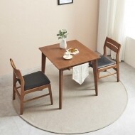 고무나무 원목 2인용 테이블 의자 세트